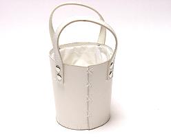 peveril basket/handle leatherlook middle white