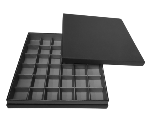 Portofino box L204xW204xH31mm + compartments black warm grey