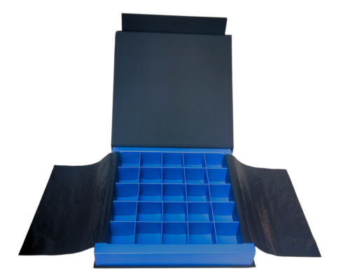 Flip flap box L188xW188xH29mm black ocean blue