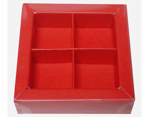 Windowbox 66x66x19mm 4 division strawberry 