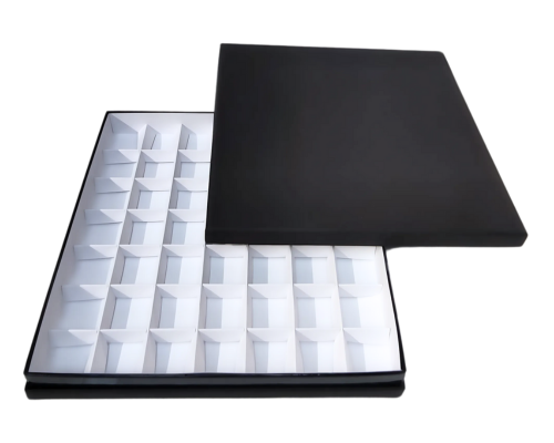 Portofino box L244xW244xH31mm + compartments black white