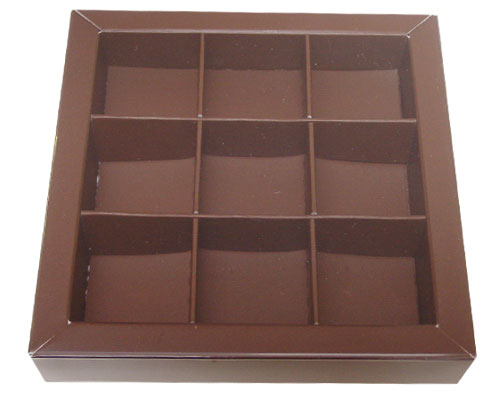 Windowbox 100x100x19mm 9 division brown