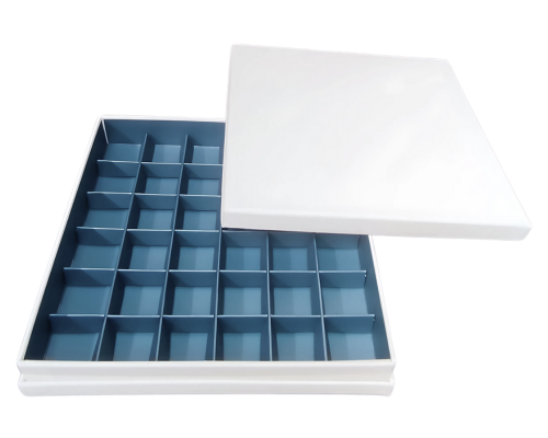 Portofino box L204xW204xH31mm + compartments white sea blue