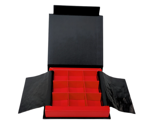 Flip flap box L100xW100xH19mm black strawberry