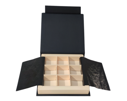 Flip flap box L100xW100xH19mm black seashell