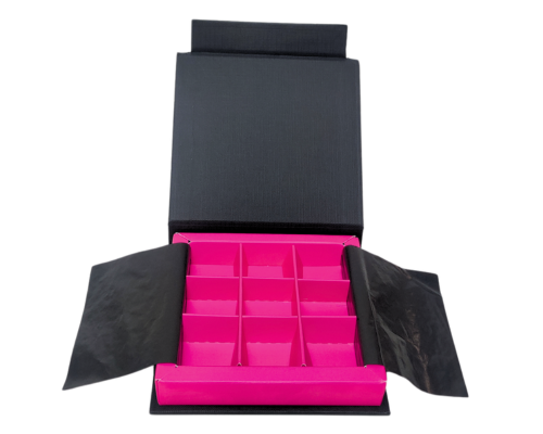 Flip flap box L100xW100xH19mm black fuchsia