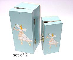 Elf boxes wood / set of 2 / price per set, blue white