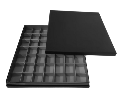 Portofino box L244xW244xH31mm + compartments black warm grey