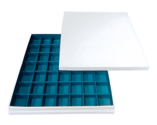 Portofino box L244xW244xH31mm + compartments white blueberry