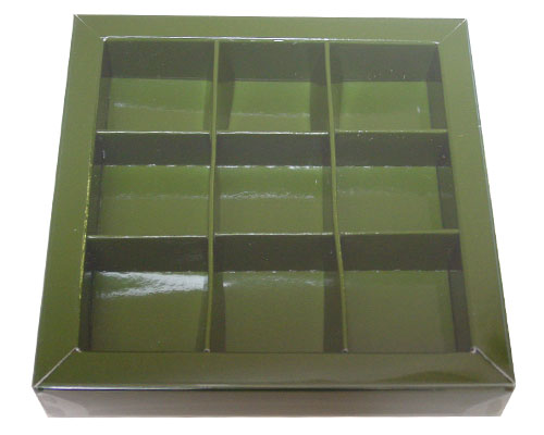 Windowbox 100x100x19mm 9 division vert forêt laqué 