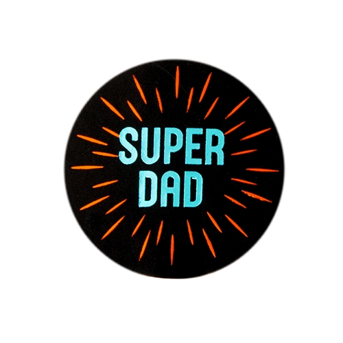 Label Super dad matte black shiny blue/orange 500pcs