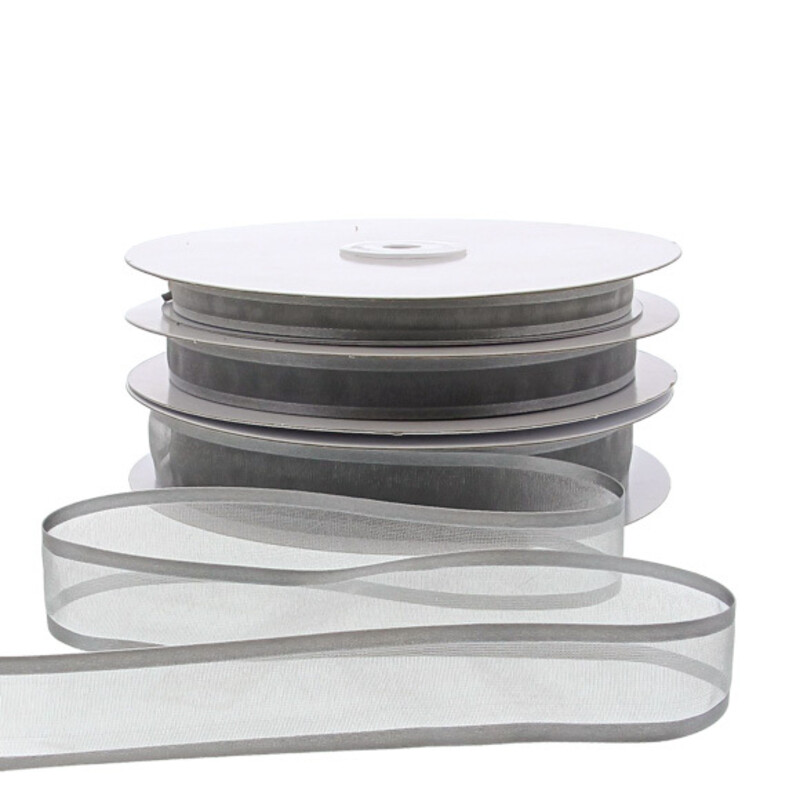 Organza satin edge M 10mm/50mtr grey
