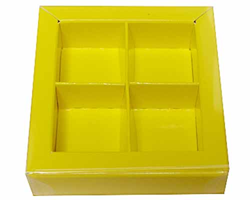 Windowbox 66x66x19mm 4 division jaune laque 