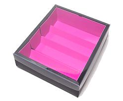 Macaron box 4 row black fuchsia Paris