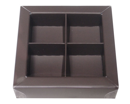 Windowbox 66x66x19mm 4 division taupe