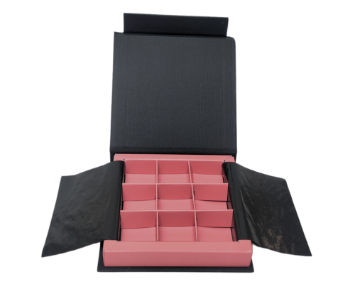 Flip flap box L100xW100xH19mm black antique pink