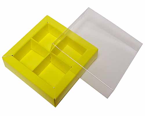 Windowbox 66x66x19mm 4 division jaune laque 