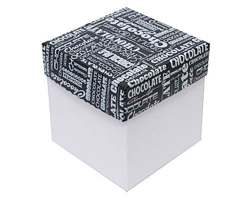 Cubebox 115x115x105mm chocolat white + printed lid black 