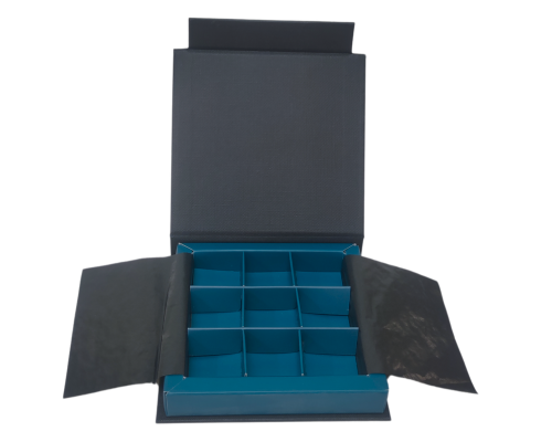 Flip flap box L100xW100xH19mm black blueberry