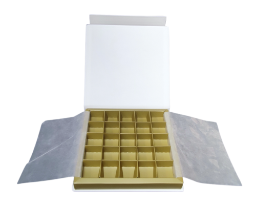 Flip flap box L166xW166xH19mm white almond