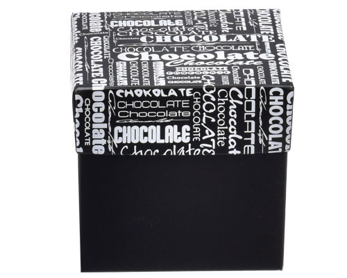 Cubebox 90x90x90mm chocolat black + printed lid black 