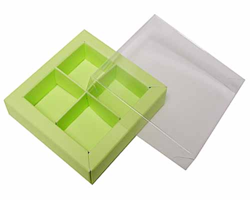 Windowbox 66x66x19mm 4 division pistache 