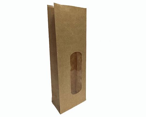 Blockbag with window kraft brown 70x40x200mm 