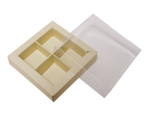 Windowbox 66x66x19mm 4 division ivory