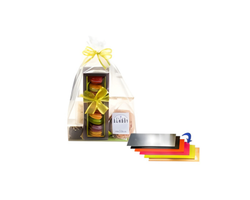 side gussetbag incl. fuchsia carton 210x100x450mm- transparant