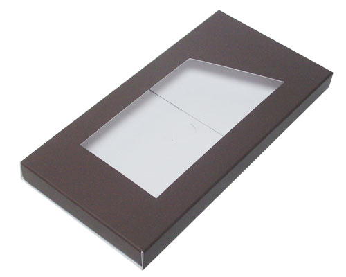 4-Flap Folding version Chocolate Bar Box with opening,  taupe