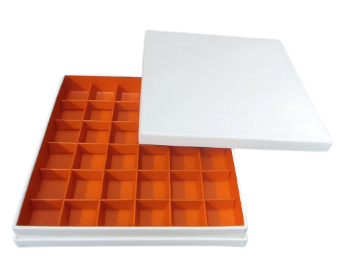 Portofino box L204xW204xH31mm + compartments white sunset orange