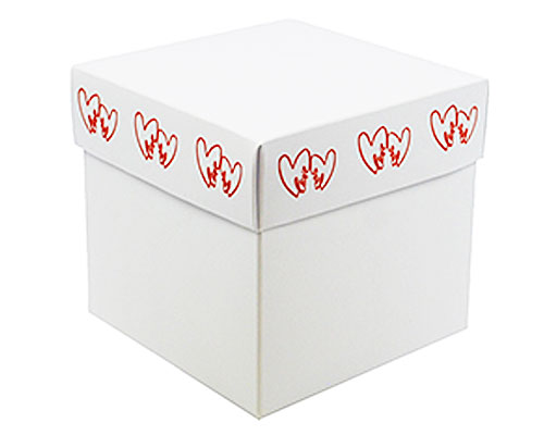 Cubebox Double Hearts 100x100x95mm white/red
