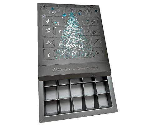 Adventscalender box  compartiment L35xW35xH30mm Warmgrey - mat silver