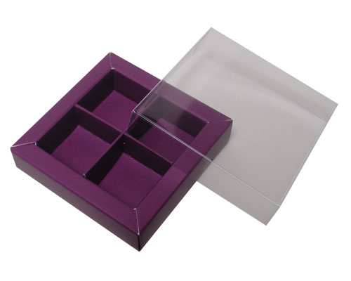 Windowbox 66x66x19mm 4 division purple
