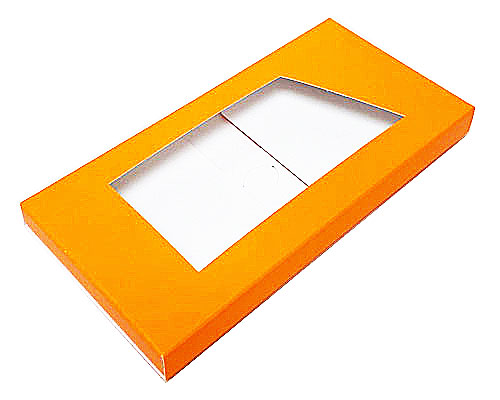 4-Flap Folding version Chocolate Bar Box with opening, apricot orange