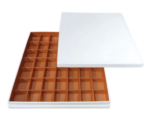 Portofino box L244xW244xH31mm + compartments white hazelnut
