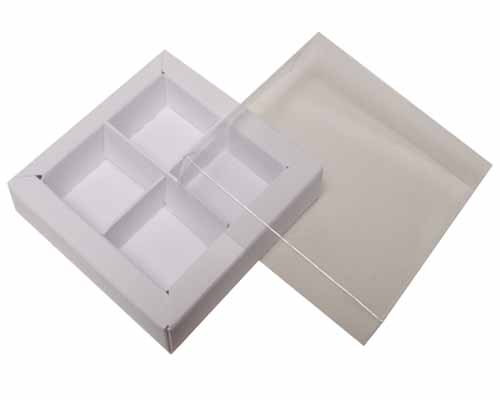 Windowbox 66x66x19mm 4 division chromolux white 