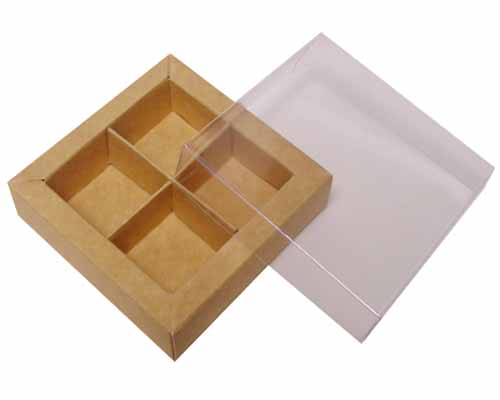 Windowbox 66x66x19mm 4 division kraft 