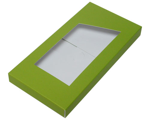 4-Flap Folding version Chocolate Bar Box with opening, kiwi green