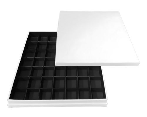 Portofino box L244xW244xH31mm + compartments white black