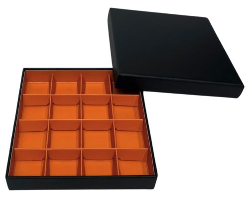 San Remo L139xW139xH31mm black + compartments sunset orange